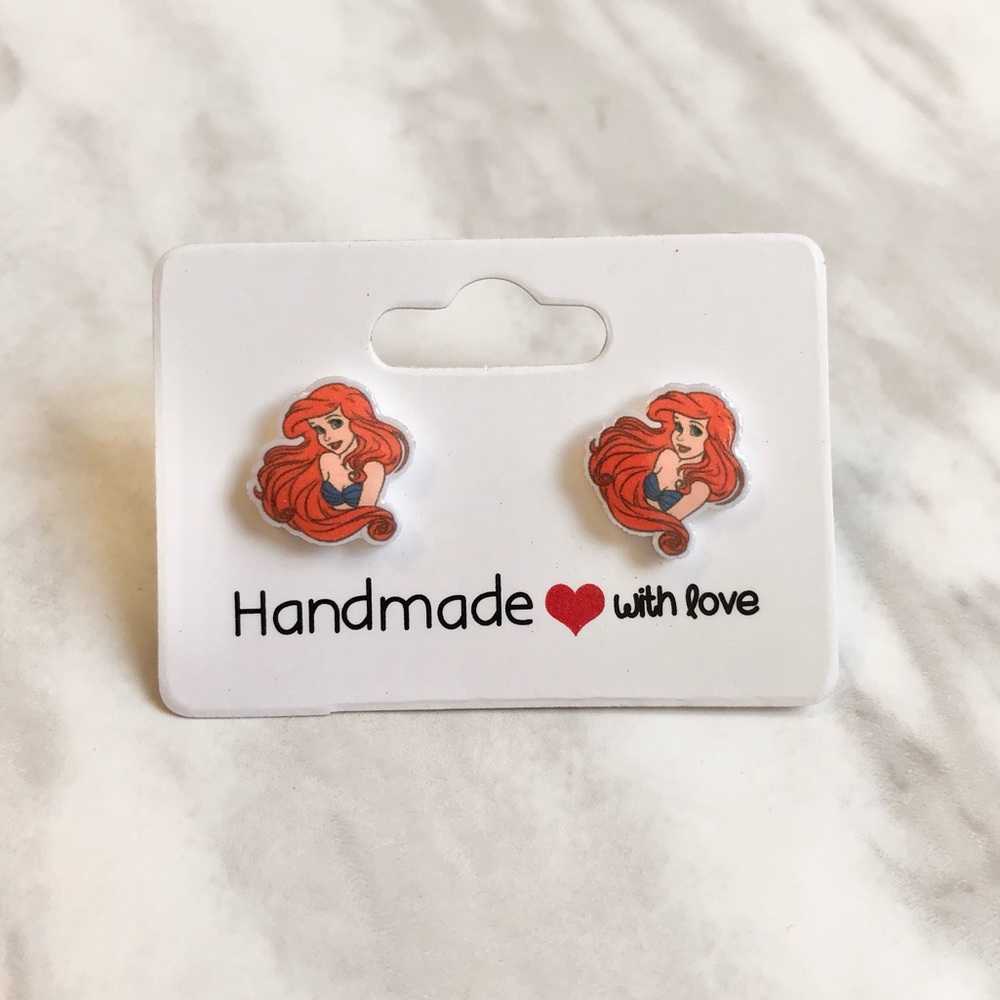 🎉 New Mermaid Ariel Handmade Stud Earrings